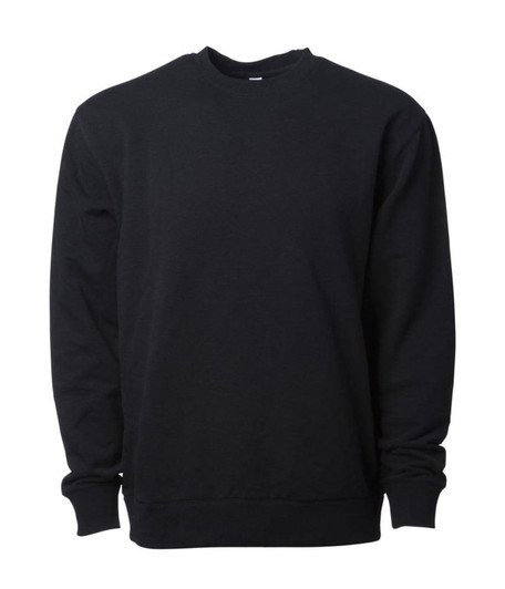 A black heavyweight modal crew sweatshirt with long sleeves and a classic fit. It has a simple design and no visible branding.