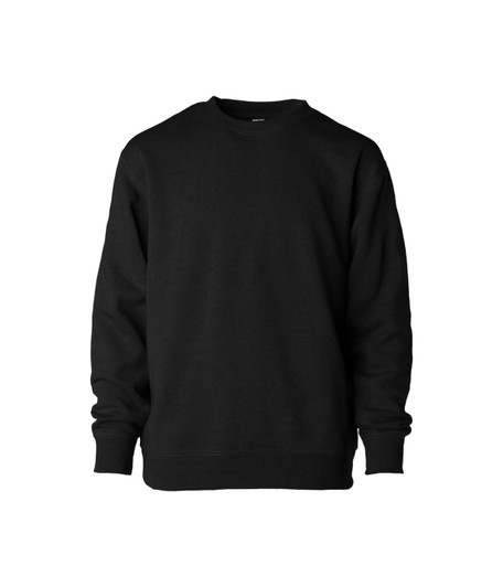 A black crew neck sweatshirt with long sleeves. It has a simple design and no visible logos or branding.
