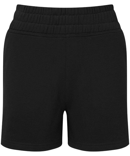 Black jogger shorts featuring an elastic waistband and a simple design. The shorts have no visible logos or branding.