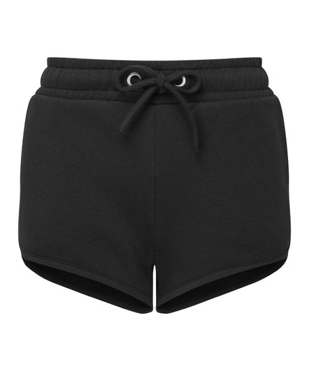 Recycled Retro Jogger Shorts in black with an elastic waistband and drawstring detail. Features a branded logo.