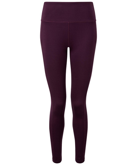 Performance compression leggings in a deep burgundy colour, featuring a high waistband and a sleek, fitted design.