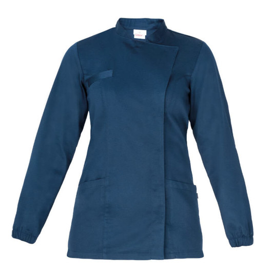 A navy blue Amanda Tunic featuring a stylish design, two front pockets, and a logo.