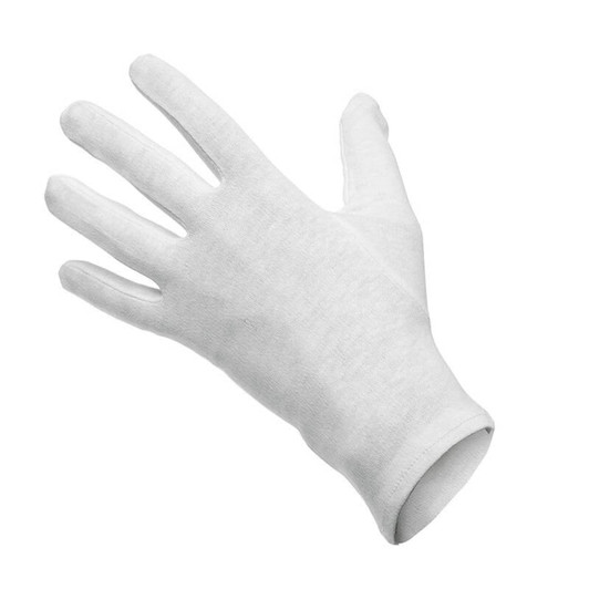 A pair of white waiter gloves displayed against a plain background. The gloves have a snug fit and a soft texture.