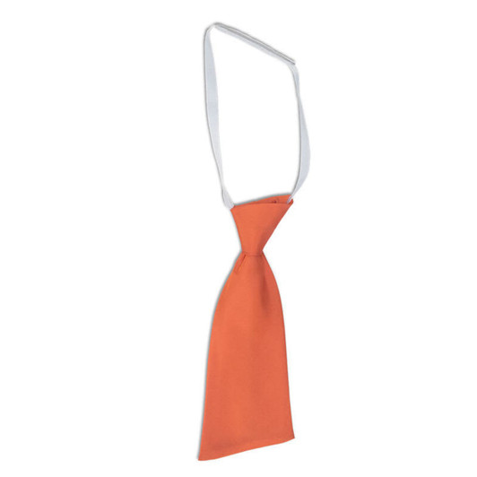 An orange women's tie with a white adjustable ribbon. It has a simple and sleek design.