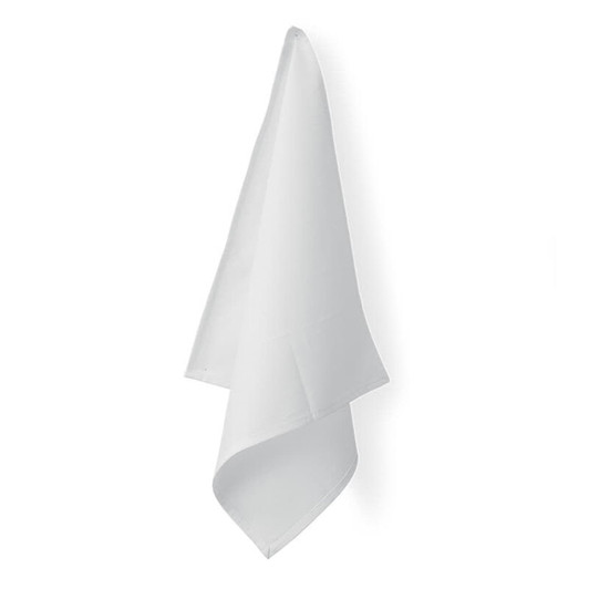 A white waiter's napkin, neatly folded and hanging, available in a two-pack. Includes a logo.