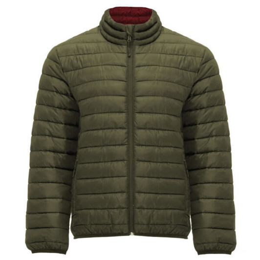 A Finland Waterproof Jacket in olive green, featuring a quilted design and a zip-up front.