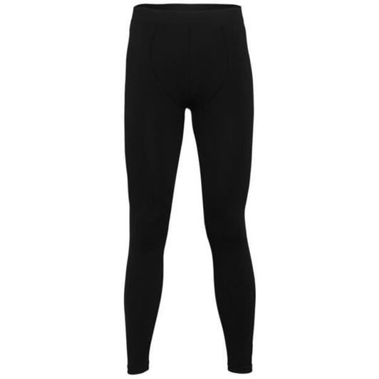 Black leggings featuring a snug fit and a design that includes a logo. Suitable for various activities.