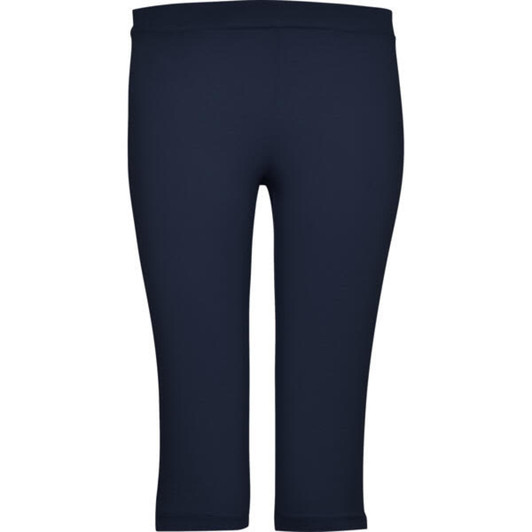 Mid-length leggings in navy blue with a simple design and an unembellished waistband.
