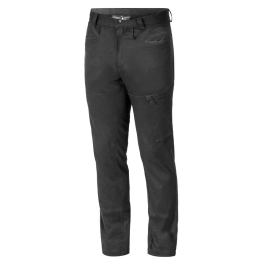 Grit Antero Trousers in black with multiple pockets and a branding logo.