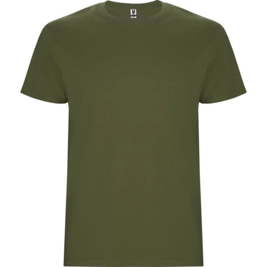 An olive green Stafford T-Shirt with a classic round neckline and short sleeves, featuring a logo.