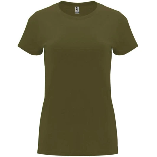 A green Capri T-shirt with short sleeves and a fitted style, featuring a logo on the label.