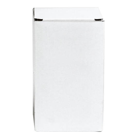 A plain white box with a rectangular shape, featuring a top flap closure. No logos or branding visible.