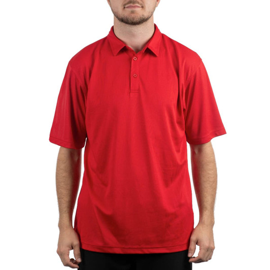 A red Micro Pique Polo shirt featuring a collar and short sleeves, with a subtle logo.