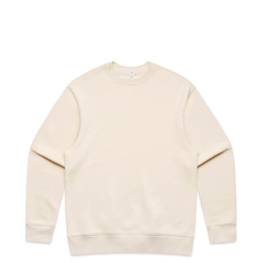 A cream-coloured sweater featuring long sleeves and a simple design, with a branding logo.