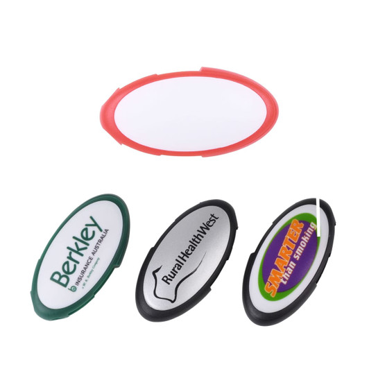 An oval swivel flash drive in various colours, featuring different logos and a smooth, glossy finish.