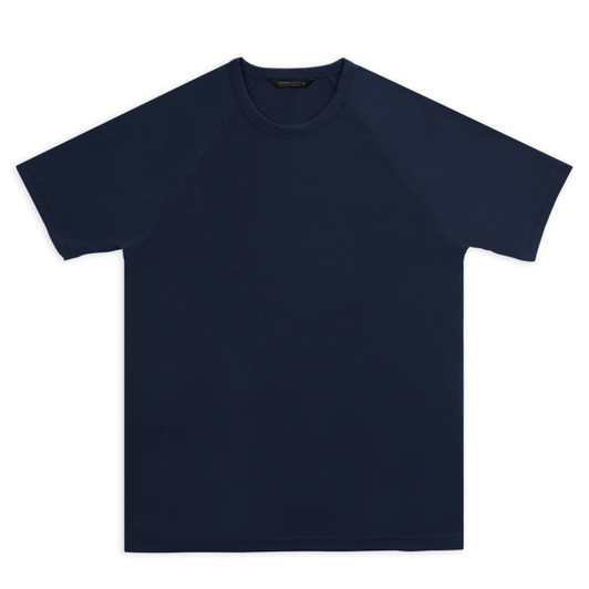 A navy blue TRENDSWEAR Agility mens sports T-shirt with a simple design and a logo.
