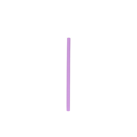 A reusable silicone straw in a soft purple hue, featuring a minimalist design. The straw has a logo.