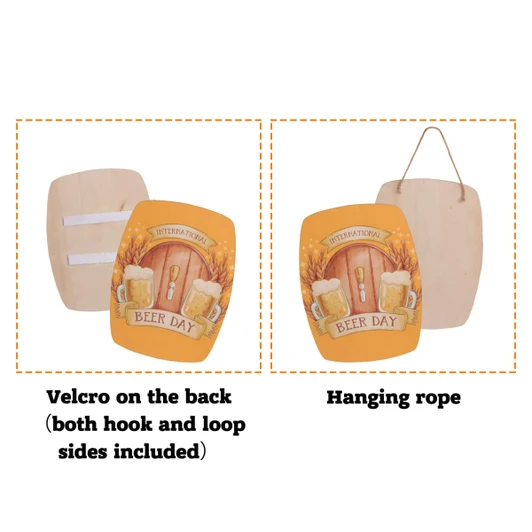 A wooden sign board (30x40cm) featuring vibrant artwork and a hanging rope. Includes Velcro on the back.