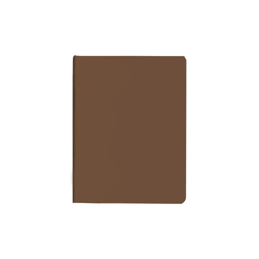 A brown PU sticky notes memo holder with a sleek design and rounded corners. It features a logo on the front.