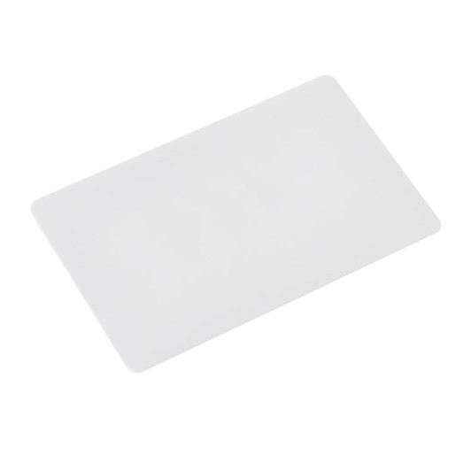 A translucent white flip card flash drive with rounded edges, featuring a minimal design.