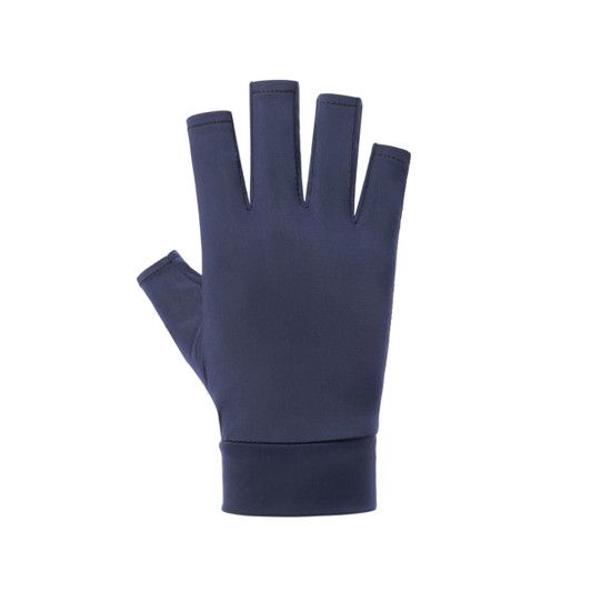 Fingerless gloves in navy blue, designed for sun protection, featuring a snug fit and soft material.
