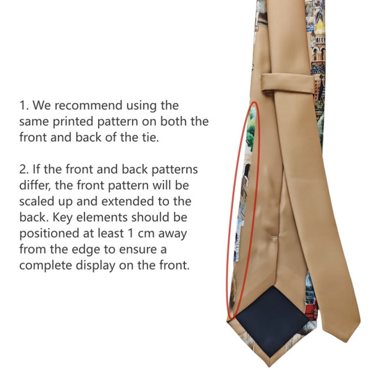 A printed tie made of 100% polyester with a detailed multi-coloured design and one logo.
