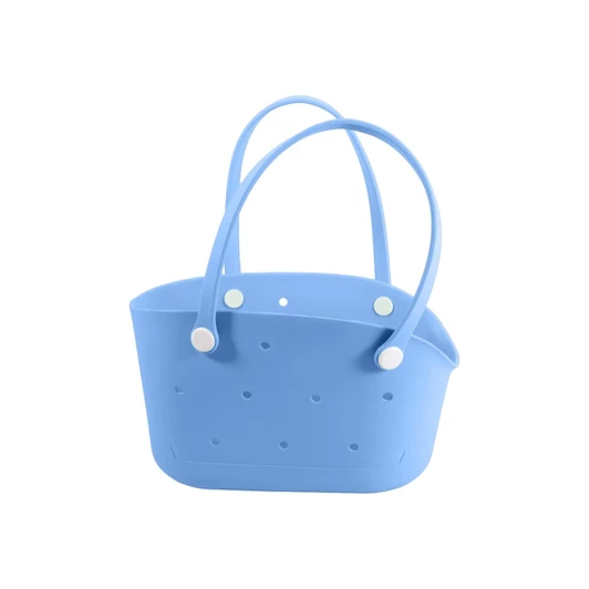 A blue EVA holes pet bag with two handles and small drainage holes. The bag has a simple, modern design.
