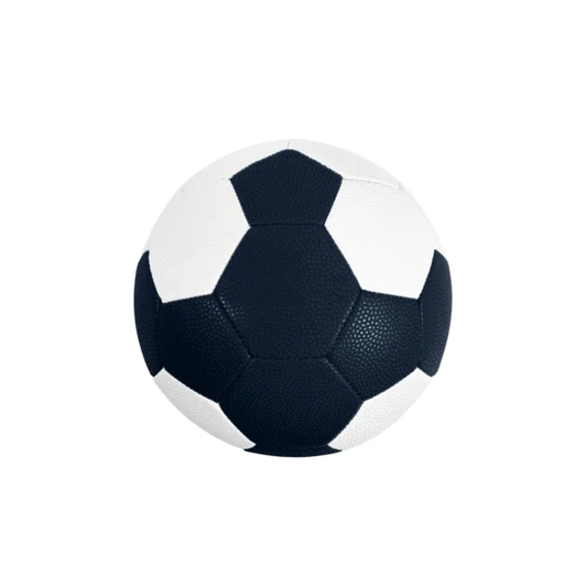 A machine-stitched PU handball in black and white, featuring a classic hexagon design and a textured surface.