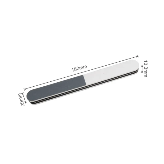 A pack of ten triple-sided nail files in a sleek design, featuring a white and grey colour scheme.