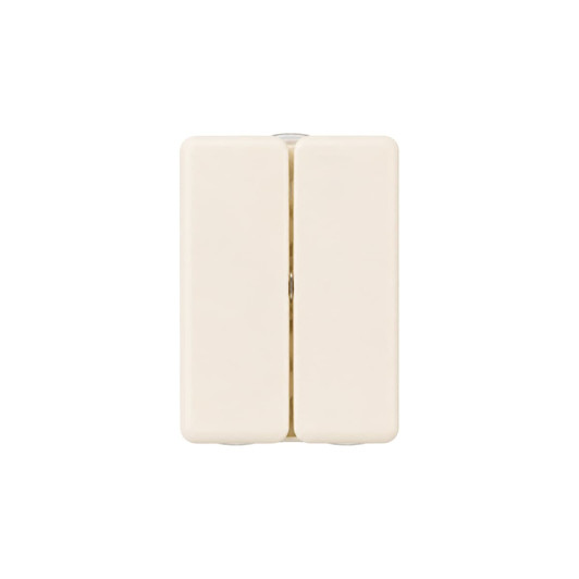 A folding pills box in cream colour with seven compartments and a central hinge. It features a simple design.