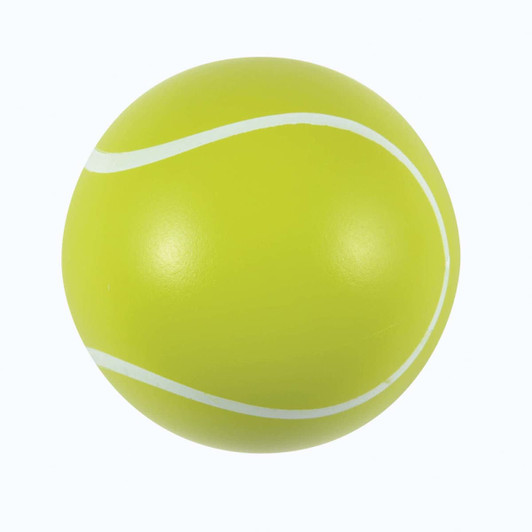 A bright yellow tennis ball with a white curved stripe detail, designed for high bounce.