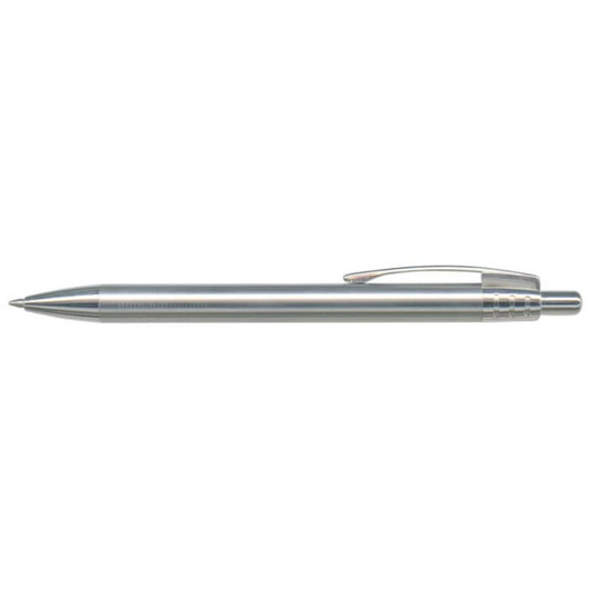 A sleek steel pen with a polished finish and a retractable design, suitable for metal pen enthusiasts.