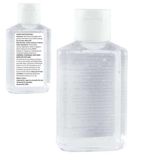 Clear, rectangular bottle of Splash Gel Hand Sanitiser with a flip-top cap, containing a transparent gel.