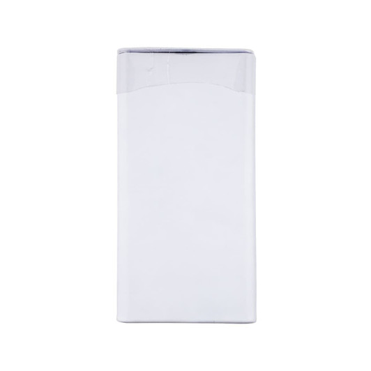 A flip-top tin containing spearmint mints, predominantly white with a clear lid. It features a branding logo.