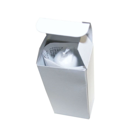 A white carton packaging containing a dual car charger, featuring a transparent cover over the product.