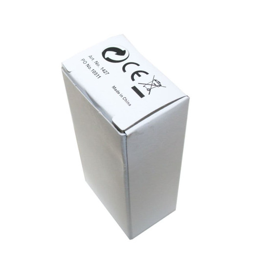 A silver box with a logo, containing a dual car charger for smartphones and technology accessories.