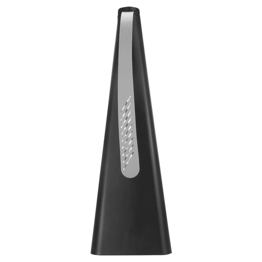 A sleek black fan with a silver grip, designed for outdoor activities. Features a logo on its surface.