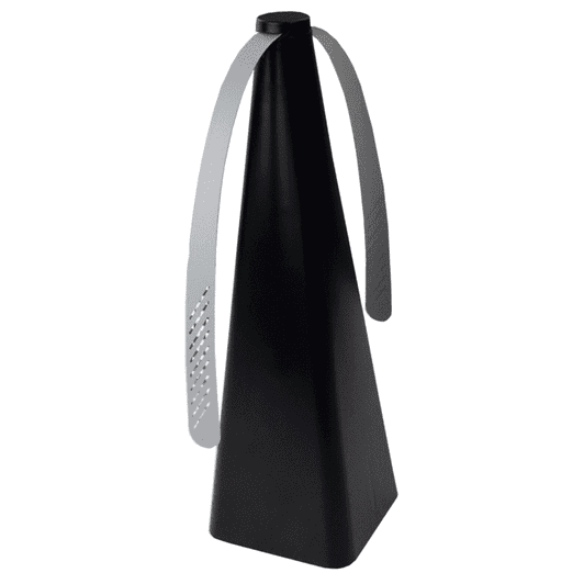 A black Trekk Bug Off Fan with a grey flexible blade, designed for leisure and outdoor use.