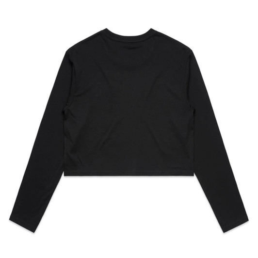 A black long-sleeve cropped t-shirt with a simple design and no visible branding.