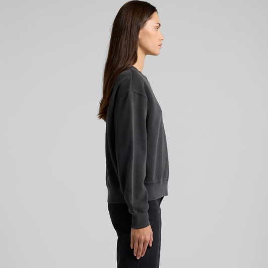 A dark grey crew jumper with a relaxed fit, featuring long sleeves and a simple design.