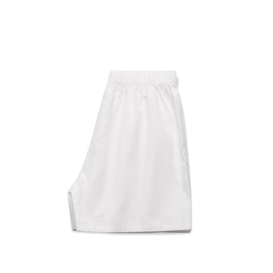 A pair of white pyjama bottoms featuring an elastic waistband and a casual design.