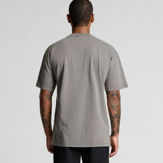 A heavy faded tee in grey with a classic fit, featuring short sleeves and no visible branding.