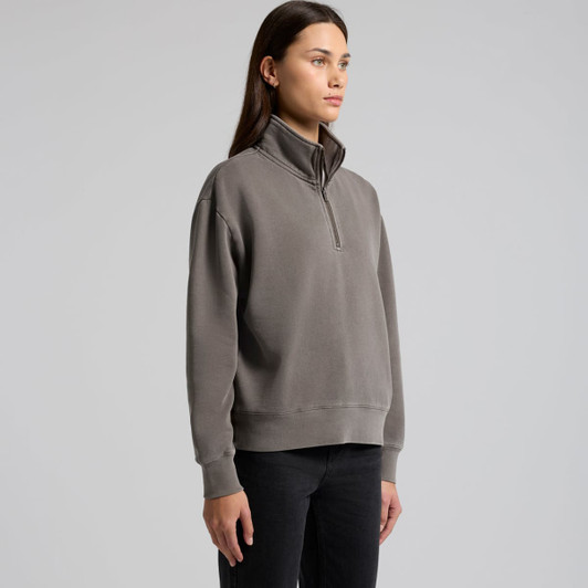 A relaxed-fit, faded half-zip jacket in grey, featuring a high collar and long sleeves.