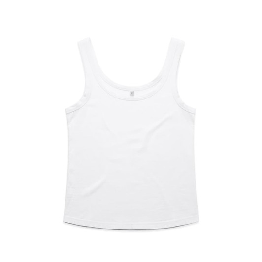 A white singlet featuring a classic design and a logo on the label.