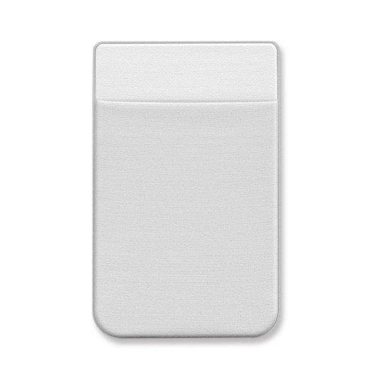 A Lycra Phone Wallet in a smooth, white finish, featuring a single pocket for cards or cash.