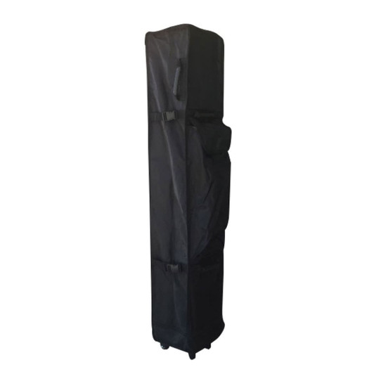 A tall black carry bag designed for transporting the 3x3 Marquee, featuring handles and wheels for easy mobility.