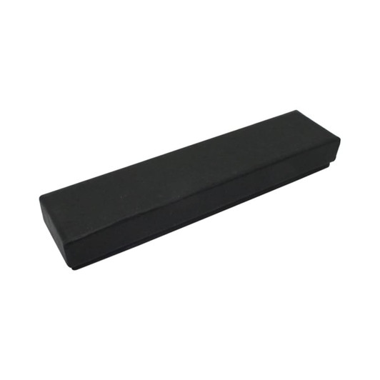 A black two-part pen box with a sleek design, featuring a simple, elegant structure and a logo on the surface.