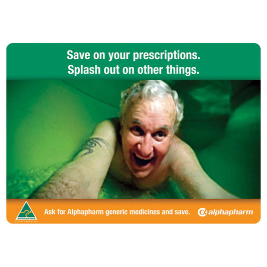 A colourful mouse pad featuring a smiling man in a swimming pool, with a logo in the corner.