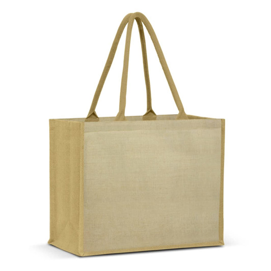 A Torino Juco Tote Bag in a beige color with sturdy handles and a rectangular shape.