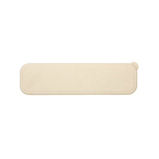 A beige stationery set with a smooth surface, featuring a rounded design and a small protruding tab.